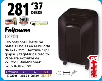 Oferta de Fellowes - LX200 por 281,37€ en Folder