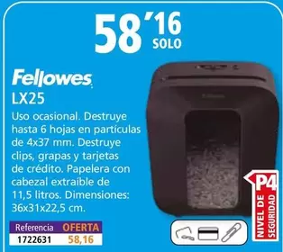 Oferta de Fellowes - LX25 Uso Ocasional por 58,16€ en Folder