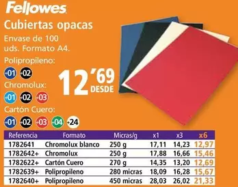 Oferta de Fellowes - Cubiertas Opacas por 12,69€ en Folder