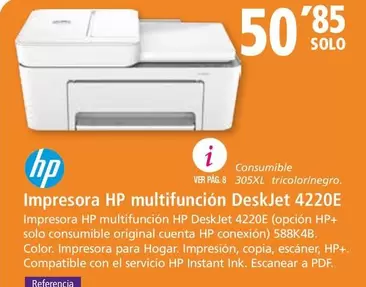 Oferta de HP - Impresora Multifunción Deskjet 422DE por 50,85€ en Folder