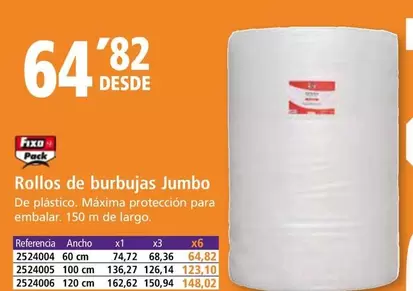 Oferta de Fixo - Rollos De Burbujas Jumbo por 64,82€ en Folder