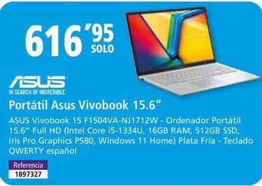 Oferta de Asus - Portatil Vivobook 15.6" por 616,95€ en Folder