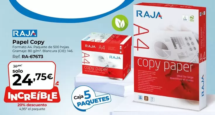 Oferta de Raja - Papel Copy por 24,75€ en Staples Kalamazoo