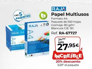 Oferta de Raja - Papel Multiusos por 27,95€ en Staples Kalamazoo