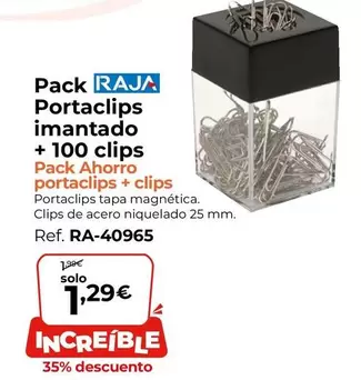 Oferta de Raja - Pack Portaclips Imantado + 100 Clips por 1,29€ en Staples Kalamazoo