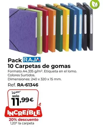 Oferta de Raja - Pack  10 Carpetas De Gomas por 11,99€ en Staples Kalamazoo