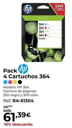 Oferta de HP - Pack 4 Cartuchos 364 por 61,39€ en Staples Kalamazoo