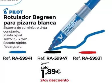 Oferta de Pilot -  Rotulador Begreen Para Pizarra Blanca por 1,89€ en Staples Kalamazoo