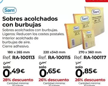 Oferta de Sam - Sobres Acolchados Con Burbujas por 0,49€ en Staples Kalamazoo