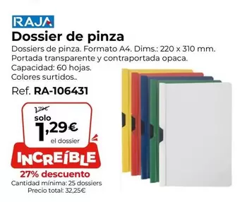 Oferta de Raja - Dossier De Pinza por 1,29€ en Staples Kalamazoo