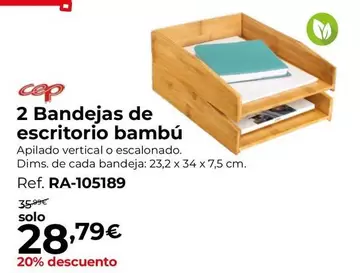 Oferta de 2 Bandejas De Escritorio Bambú  por 28,79€ en Staples Kalamazoo