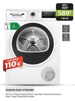 Oferta de Bosch - Secadora Wtr8200des por 589€ en Milar