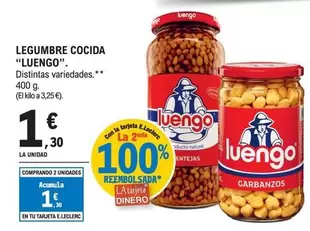 Oferta de Luengo - Legumbre Cocida por 1,3€ en E.Leclerc