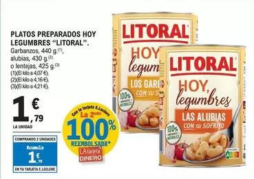 Oferta de Litoral - Platos Preparados Hoy Legumbres por 1,79€ en E.Leclerc