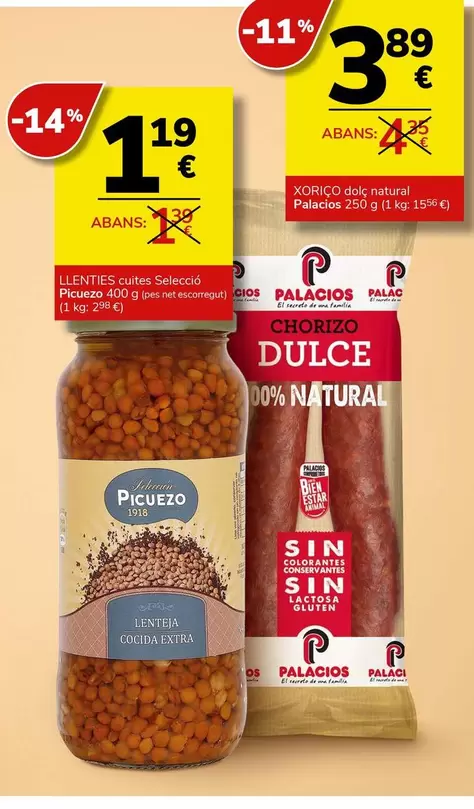 Oferta de Picuezo - Llenties Cuites Selecció  por 1,19€ en Supermercados Charter