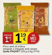 Oferta de Quely - Picos Amb Oli D'oliva/ Integrals O Integrals Amb Sésam por 1,19€ en Supermercados Charter