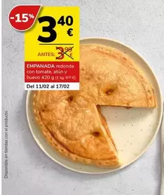 Oferta de Empanada Redonda Con Tomate por 3,4€ en Supermercados Charter