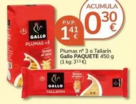 Oferta de Gallo - Plumas N° 3 O Tallarín por 1,41€ en Supermercados Charter