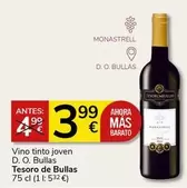 Oferta de Tesoro de Bullas - Vino Tinto Joven D. O. Bullas por 3,99€ en Supermercados Charter