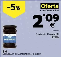 Oferta de Bm - Mermelada De Arándanos por 2,19€ en BM Supermercados