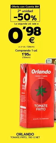 Oferta de Orlando - Tomate Frito por 1,95€ en BM Supermercados