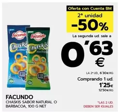 Oferta de Facundo - Chaskis Sabor Natural O Barbacoa por 1,25€ en BM Supermercados