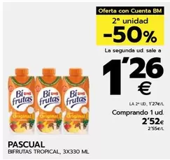 Oferta de Pascual - Bifrutas Tropical por 2,52€ en BM Supermercados