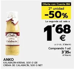 Oferta de Anko - Crema De Calabacin por 3,35€ en BM Supermercados