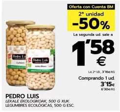 Oferta de Pedro Luís - Legumbres Ecológicas por 3,15€ en BM Supermercados