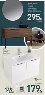 Oferta de Mueble De Suelo Wengué 2 Cajones Serie Calendula Espejo por 149€ en Mi Bricolaje