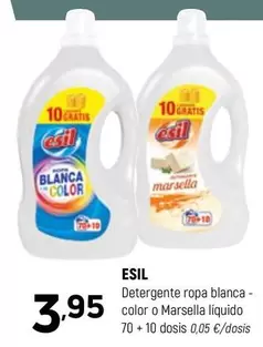 Oferta de Esil - Detergente Ropa Blanca/ Color O Marsella Liquido por 3,95€ en Coviran