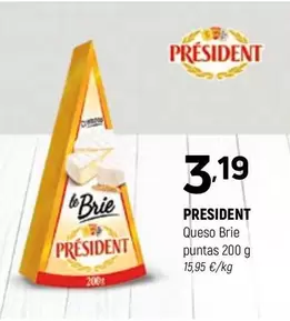 Oferta de Président - Queso Brie Puntas por 3,19€ en Coviran