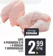 Oferta de Lote 4 Pechugas C/H + 4 Muslos Y Entremuslos por 2,99€ en Family Cash