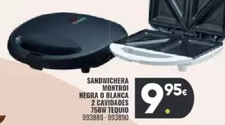 Oferta de Tequio - Sandwichera Montroi Negra O Blanca 2 Cavidades 750W por 9,95€ en Family Cash