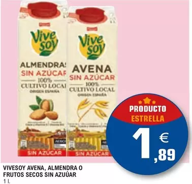 Oferta de ViveSoy - Avena, Almendra O Frutos Secos Sin Azúcar por 1,89€ en E.Leclerc