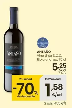 Oferta de Antaño - Vino Tinto D.o.c. Rioja Crianza por 5,25€ en Eroski