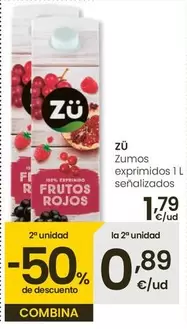 Oferta de Zu - Zumos Exprimidos por 1,79€ en Eroski