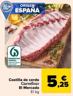 Oferta de Carrefour  - Costilla De Cerdo El Mercado por 5,25€ en Carrefour