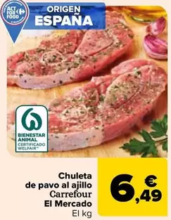 Oferta de Carrefour  - Chuleta  De Pavo Al Ajillo  El Mercado por 6,49€ en Carrefour