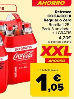 Oferta de Coca-cola - Refresco  Regular O Zero por 4,2€ en Carrefour