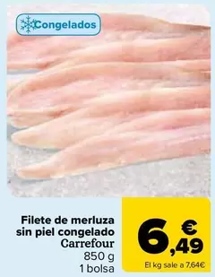 Oferta de Carrefour - Filete De Merluza  Sin Piel Congelado   por 6,49€ en Carrefour