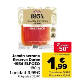 Oferta de Elpozo - Jamon Serrano Reserva Duroc  1954  en Carrefour