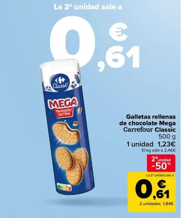 Oferta de Carrefour  - Galletas Rellenas  De Chocolate Mega  Classic en Carrefour