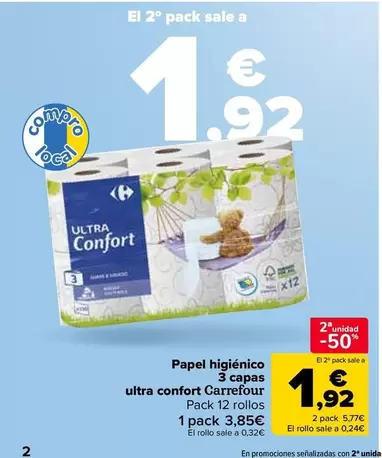 Oferta de Carrefour - Papel Higiénico 3 Capas Ultra Confort  en Carrefour