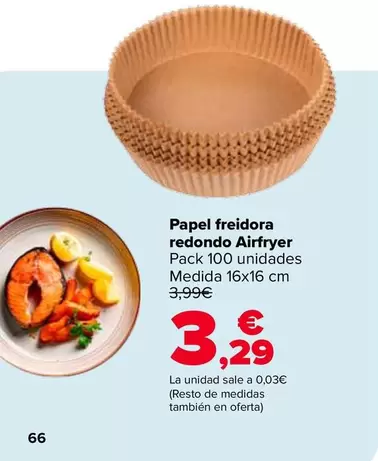 Oferta de Papel Freidora Redondo Airfryer por 3,29€ en Carrefour