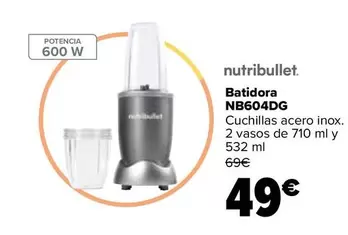 Oferta de Nutribullet - Batidora NB604DG por 49€ en Carrefour