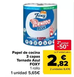 Oferta de Foxy - Papel De Cocina 3 Capas Tornado Azul   en Carrefour