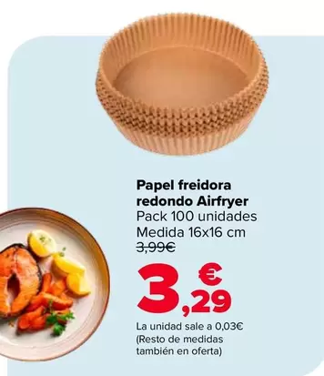 Oferta de Papel Freidora Redondo Airfryer por 3,29€ en Carrefour