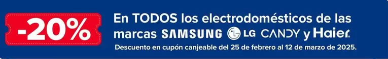 Oferta de Samsung / Lg / Candy / Haier - En Todos Los Electrodomésticos De Las Marcas  en Carrefour