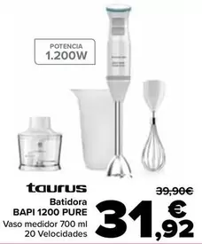 Oferta de Taurus - Batidora  Bapi 1200 Pure por 31,92€ en Carrefour